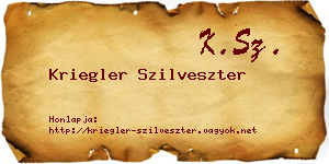 Kriegler Szilveszter névjegykártya
