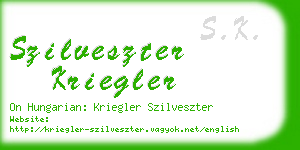 szilveszter kriegler business card